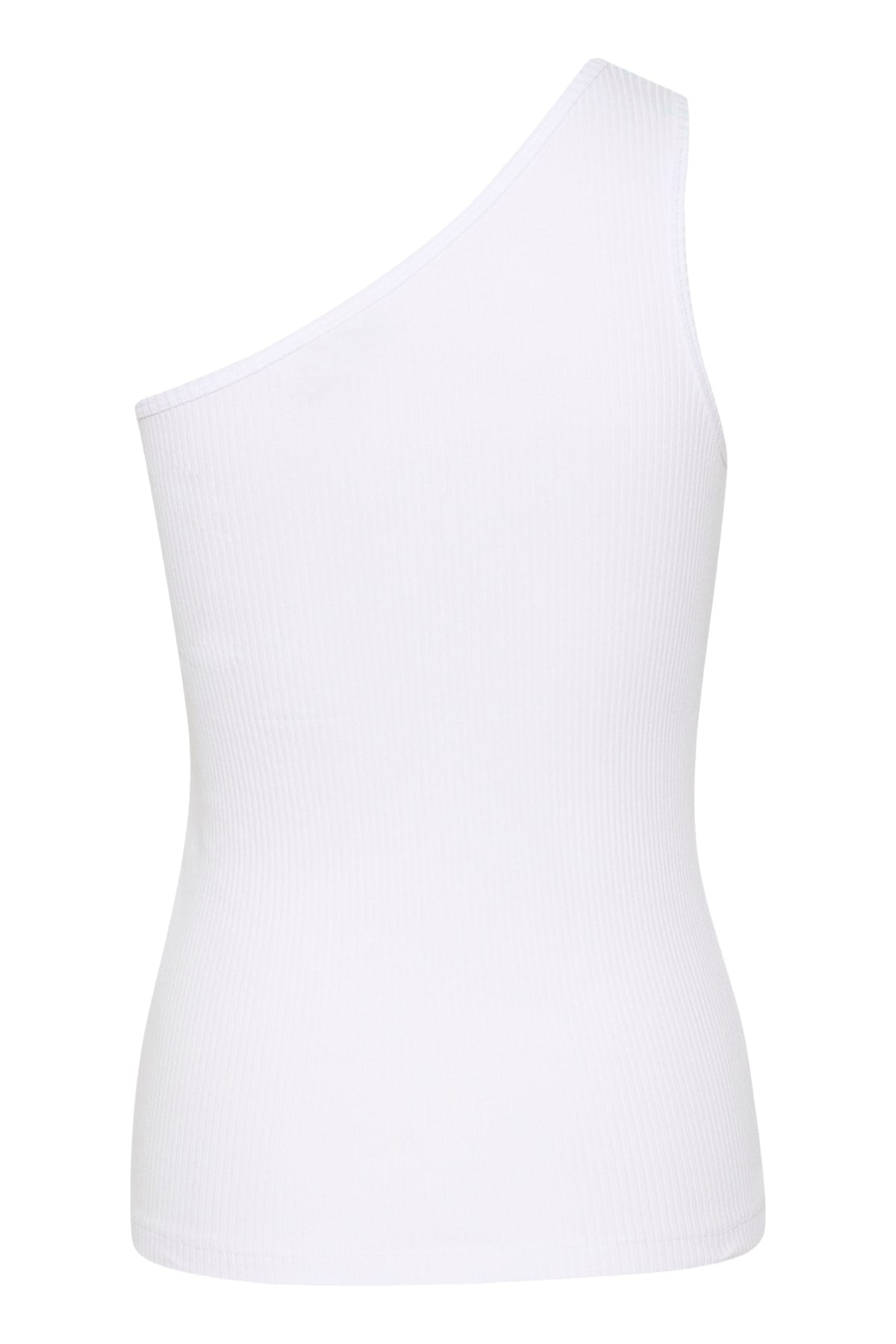 Kaffe KApia White One Shoulder Ribbed Top – Fitted Sleeveless Asymmetric | Women