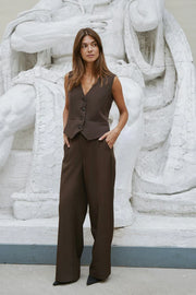 Neo Noir Vendetta Suit Waistcoat Dark Brown – V-Neck 5-Button Tailored | Women
