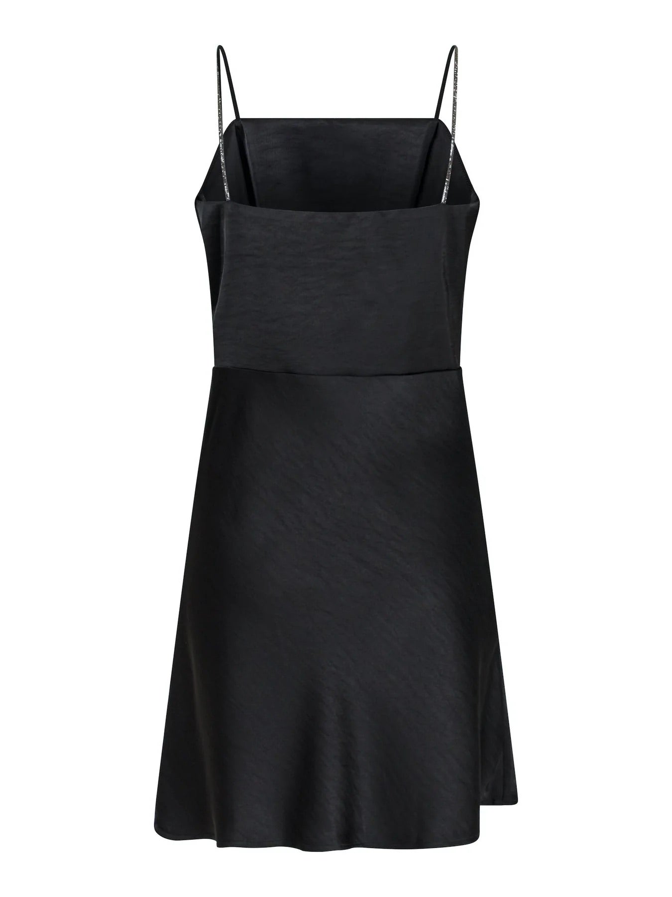 Neo Noir Clara Black Heavy Sateen Slip Mini Dress – Crystal Straps | Women's Designer Outlet