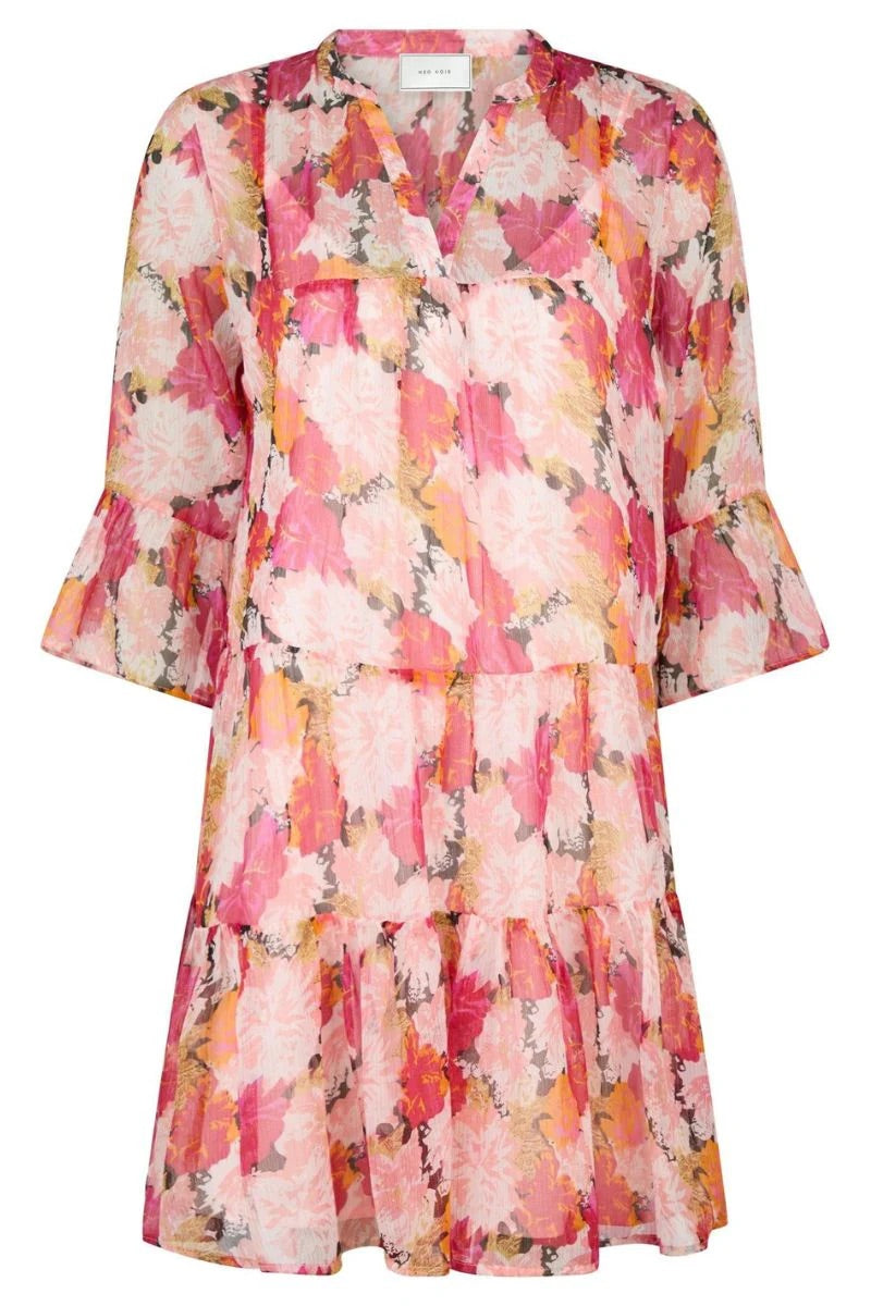 Neo Noir Gunvor Pink Floral Chiffon Mini Dress – Tiered Ruffle | Women's Designer Outlet