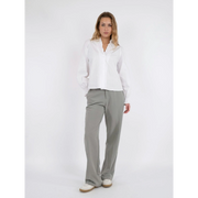Neo Noir Briele White Ruffle Collar Blouse – Smocked Cuffs Balloon Sleeves | Women