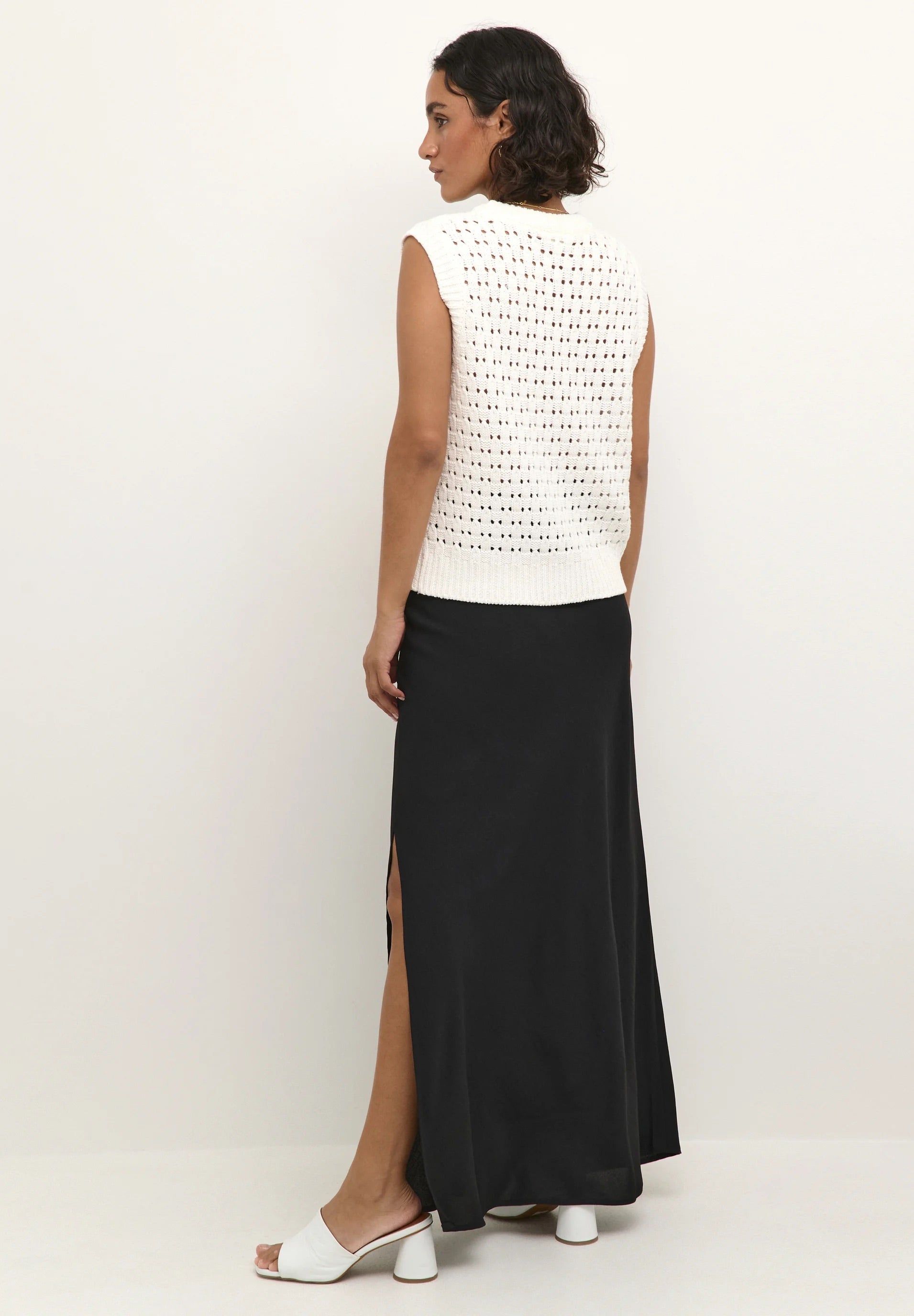 Kaffe Kasilja Black Maxi Skirt – Side Slit | Women's Designer Outlet