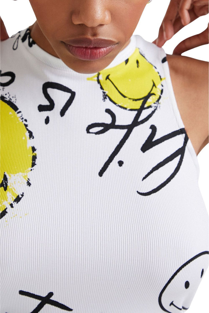 Desigual x Smiley® Cut-Out Mini Dress – White