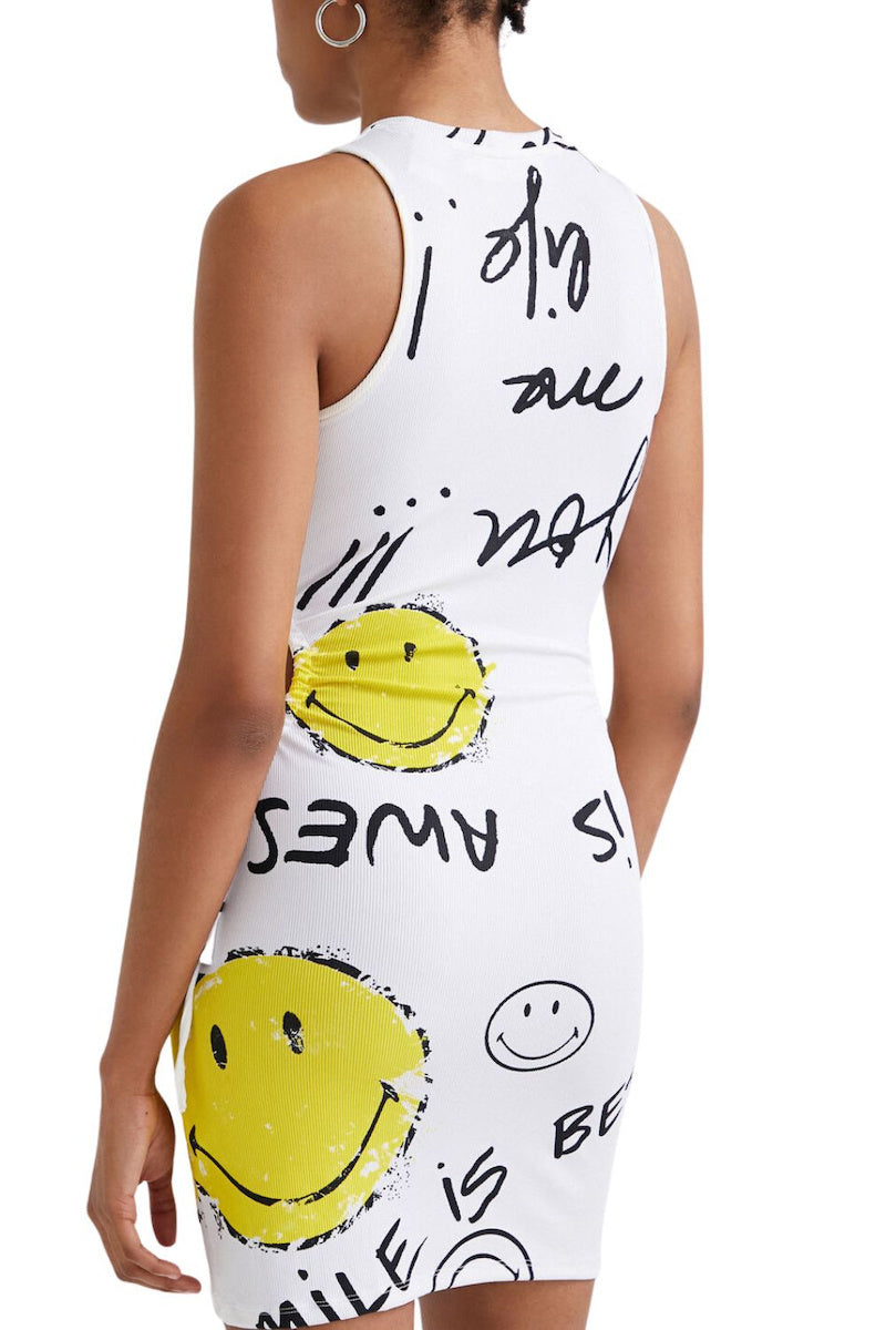 Desigual x Smiley® Cut-Out Mini Dress – White