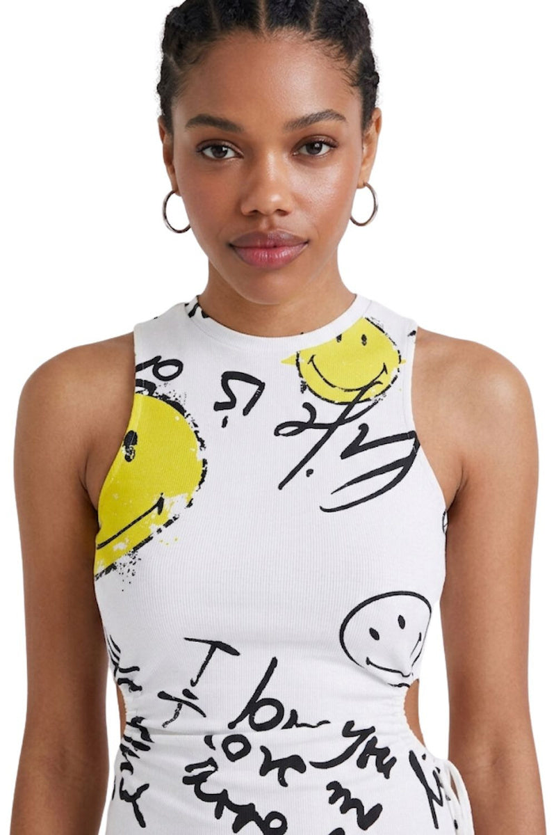 Desigual x Smiley® Cut-Out Mini Dress – White