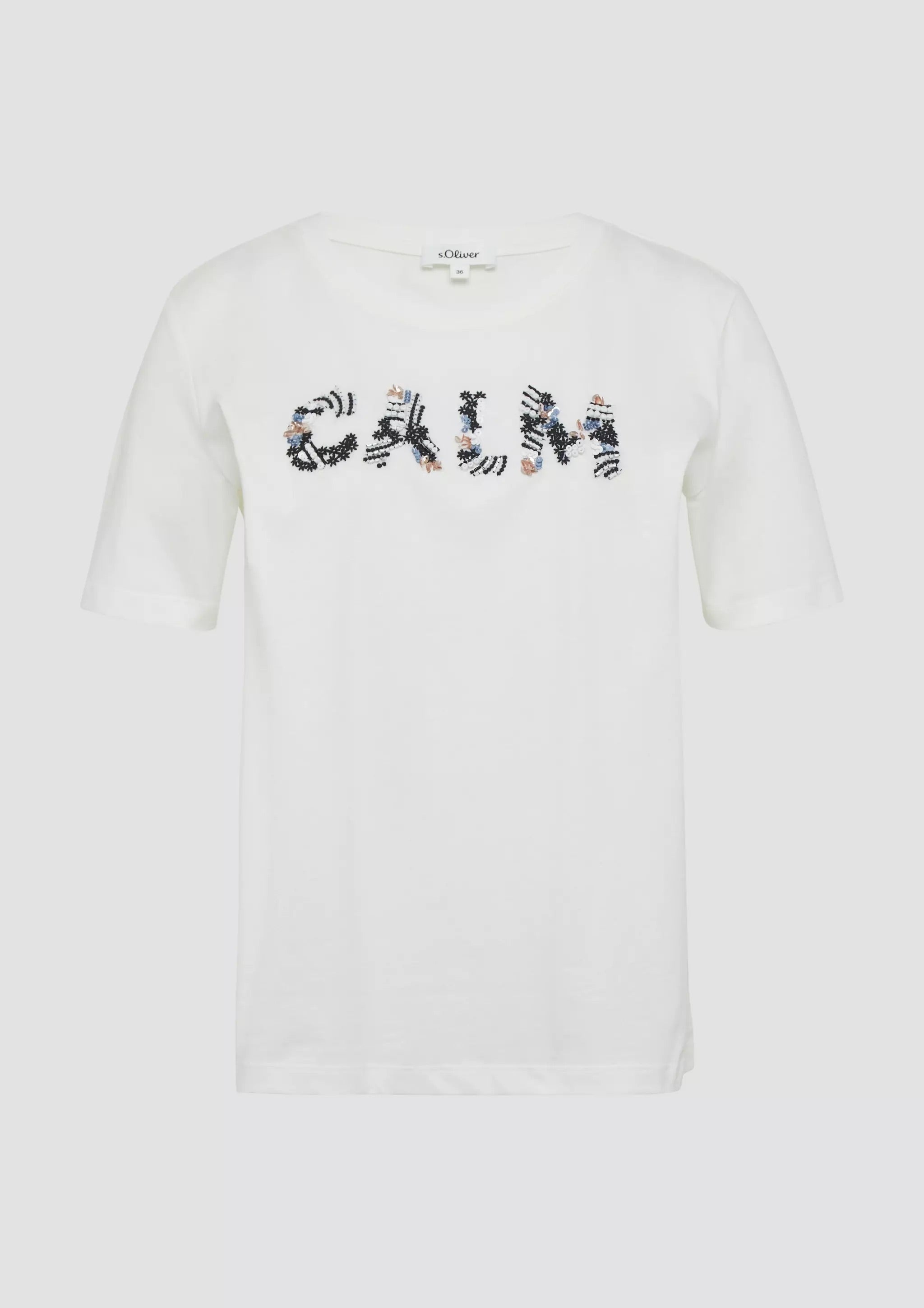 s.Oliver Women's Relaxed Fit Jersey T-Shirt - CALM Floral Artwork