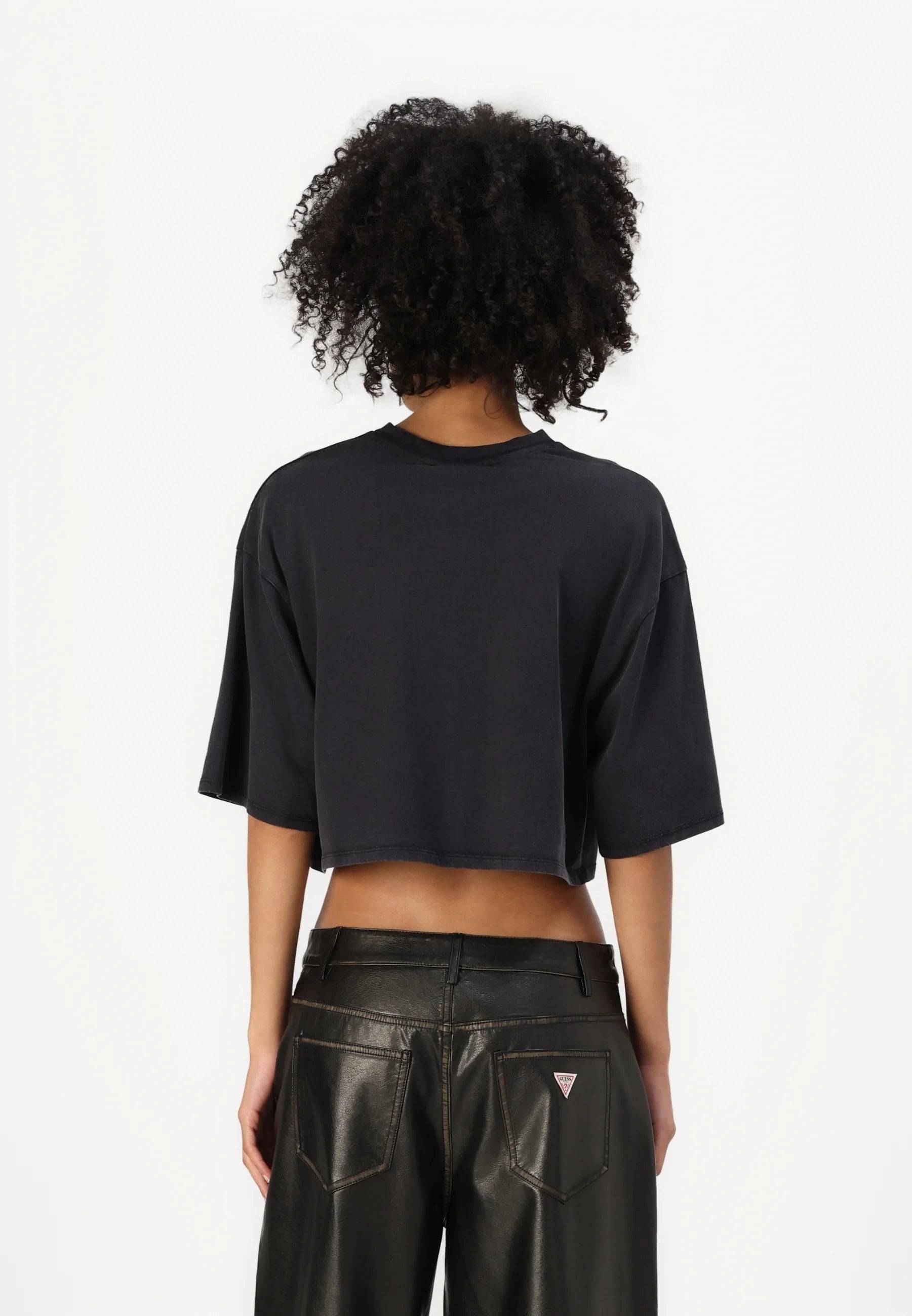 Guess Originals Triangle Logo Crop T-Shirt – Black M