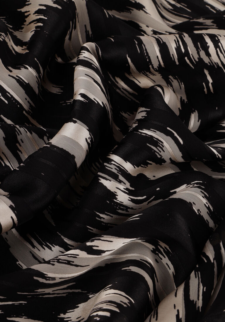 Neo Noir Louise Cheer Vibe Black Ikat Print Midi Dress – V-Neck Balloon Sleeves Belted | Women