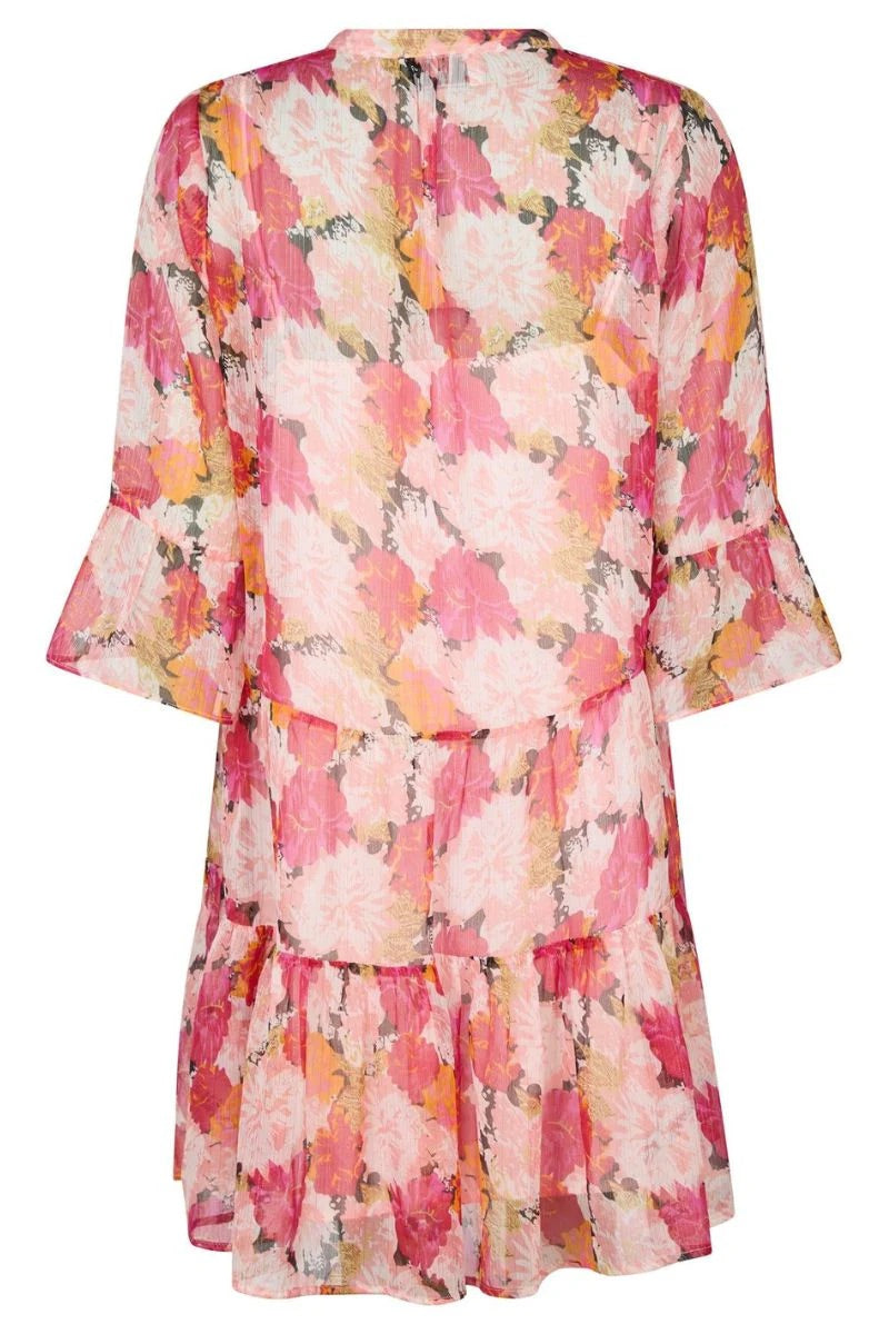Neo Noir Gunvor Pink Floral Chiffon Mini Dress – Tiered Ruffle | Women's Designer Outlet