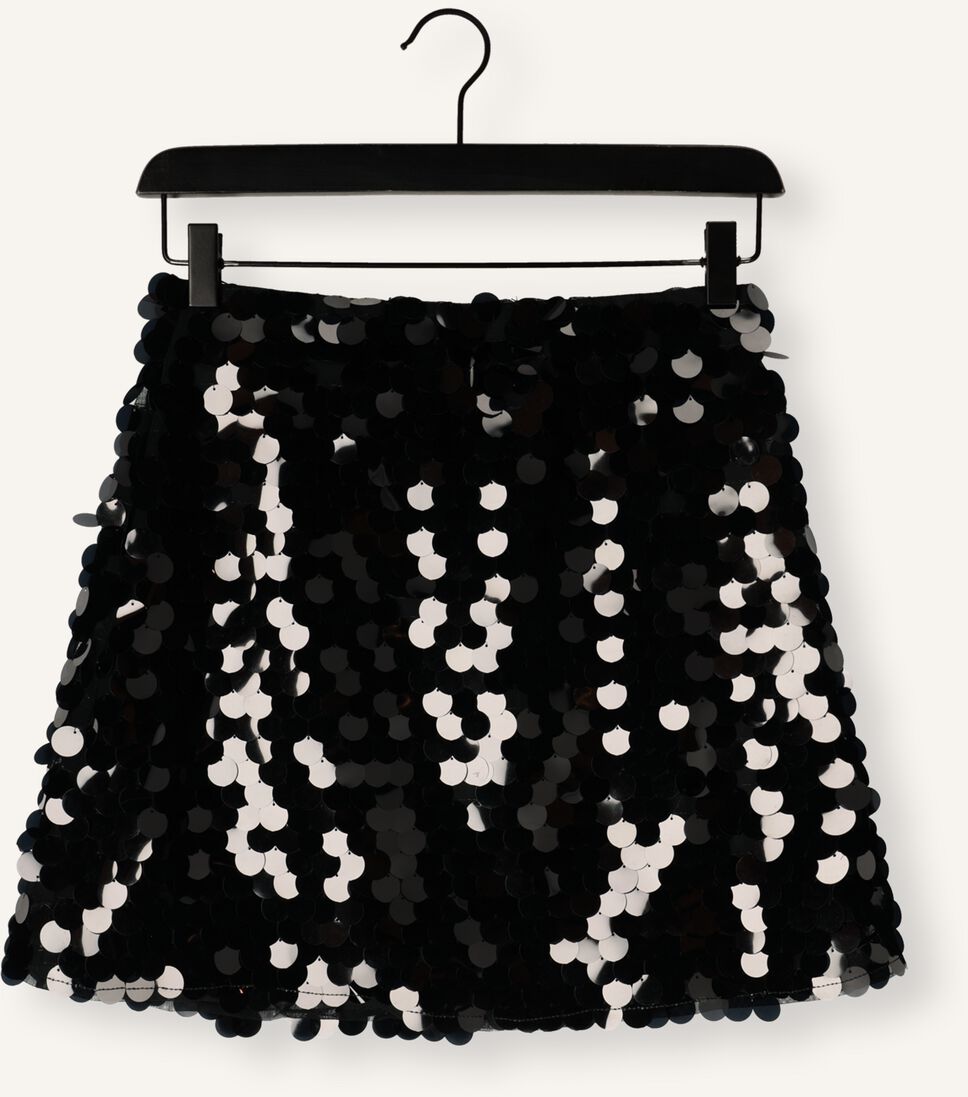 Neo Noir Miva Big Sequins Black Mini Skirt – Disc Sequin Scallop Hem | Women