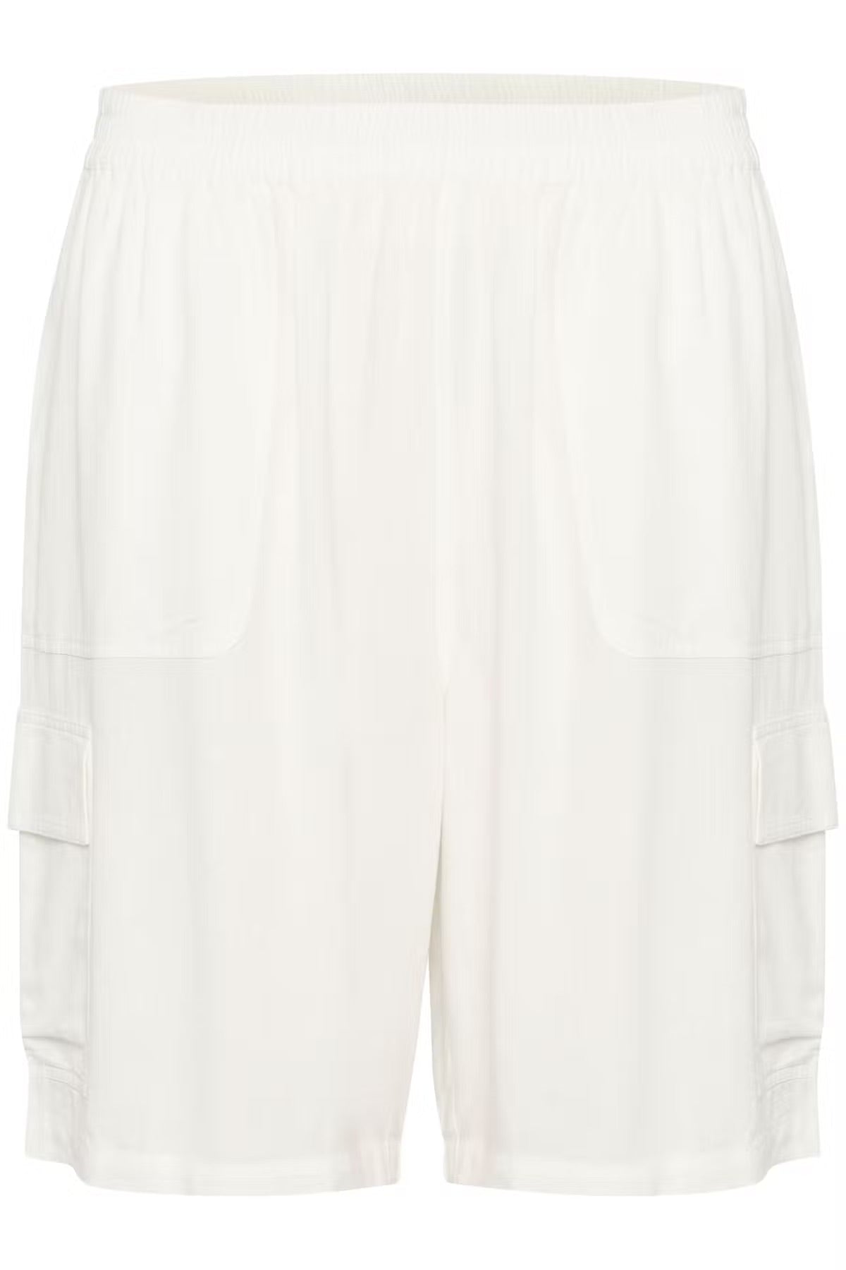 Kaffe KAmilia Off-White Linen Bermuda Shorts – Elasticated Waist Patch Pockets Relaxed Fit | Women