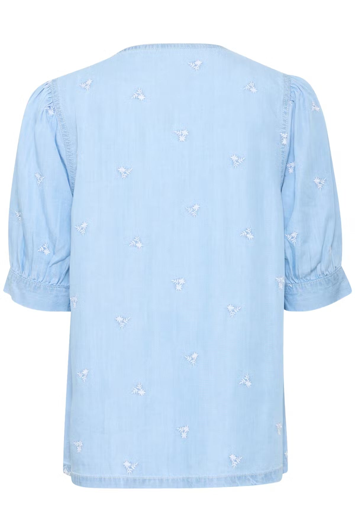 b.young Bykosmo Embroidered Floral Blouse - Light Blue