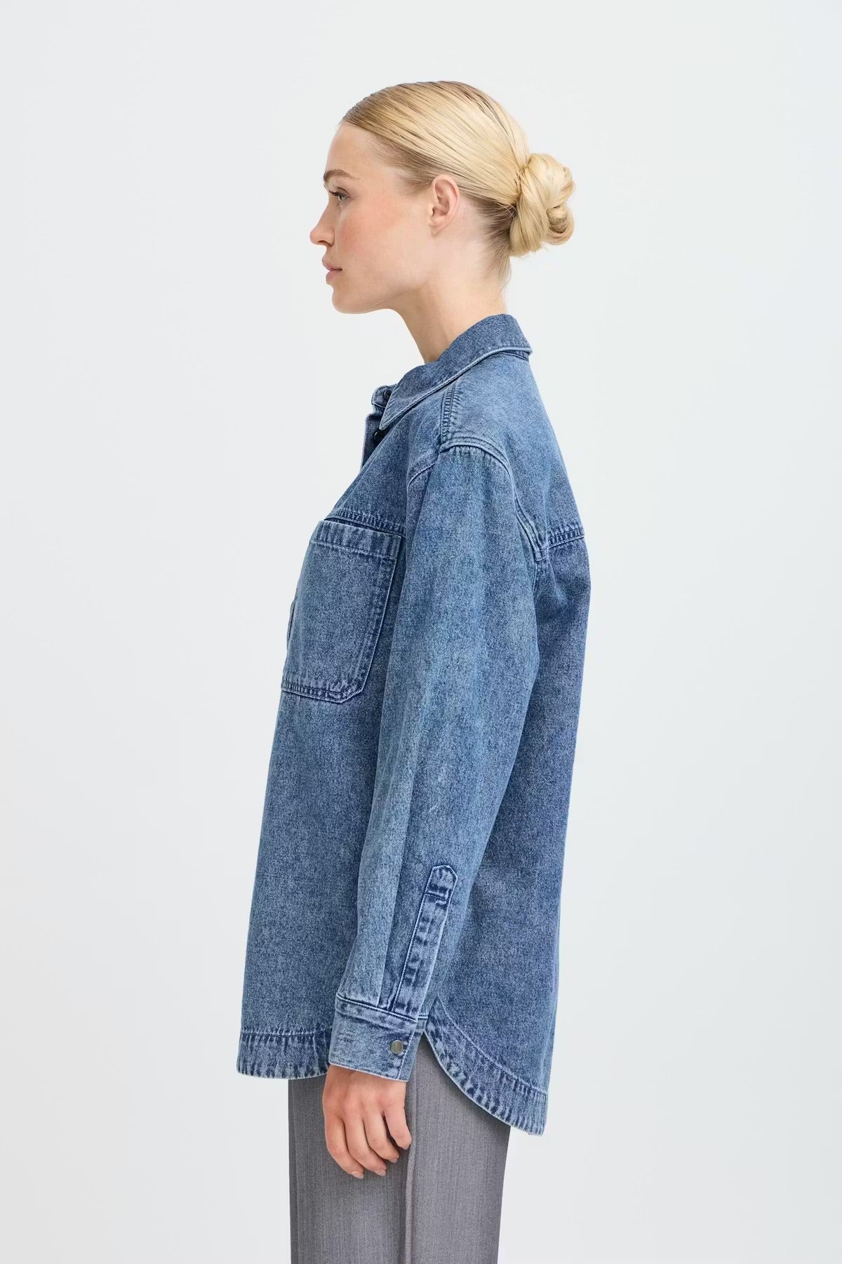 b.young Bykapuca Oversized Denim Shirt - Medium Blue