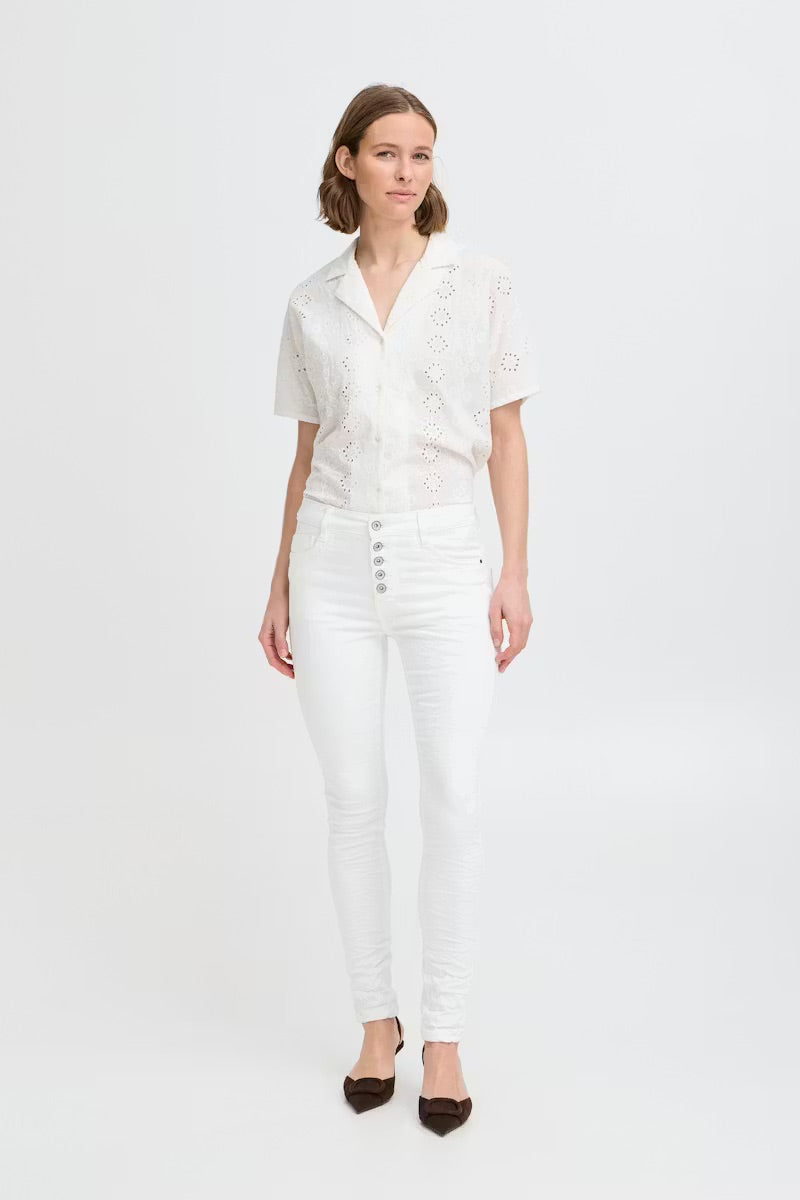 b.young Kaily High-Waisted Skinny Jeans - White
