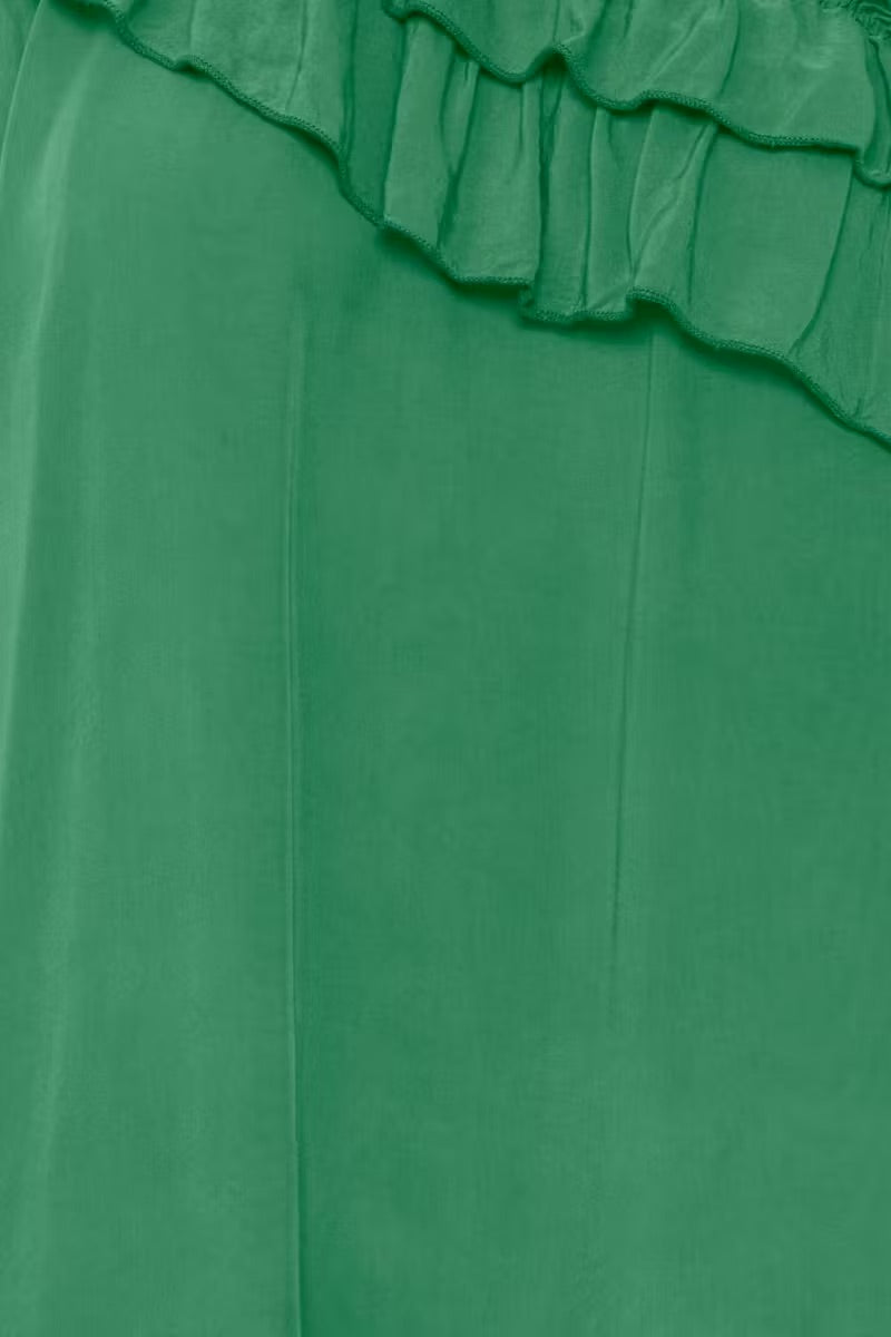 b.young BXHeidy One-Shoulder Ruffle Blouse - Emerald Green