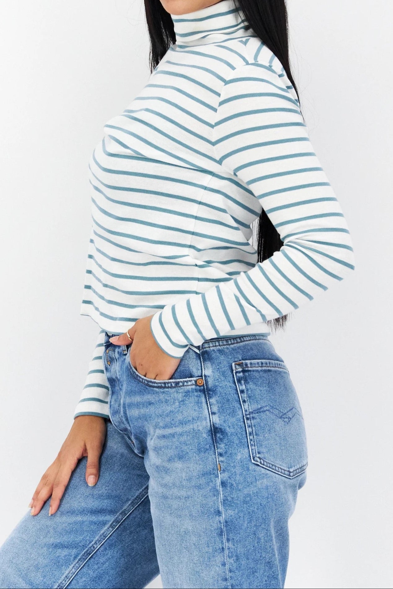 s.Oliver Striped Turtleneck Long-Sleeve Top
