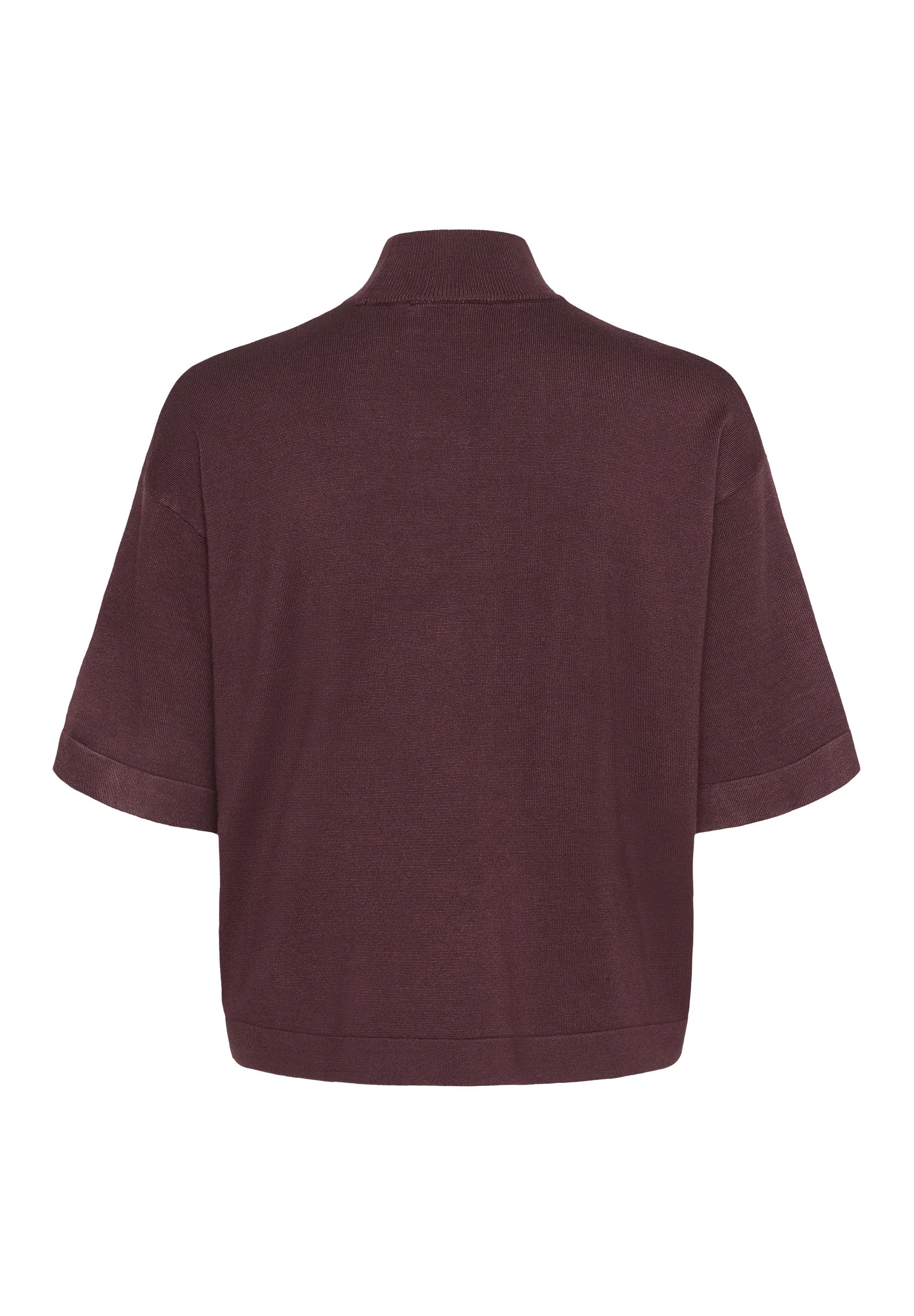 Kaffe Kalizza Bordeaux Cropped Mock Turtleneck Top – Short Sleeve | Women