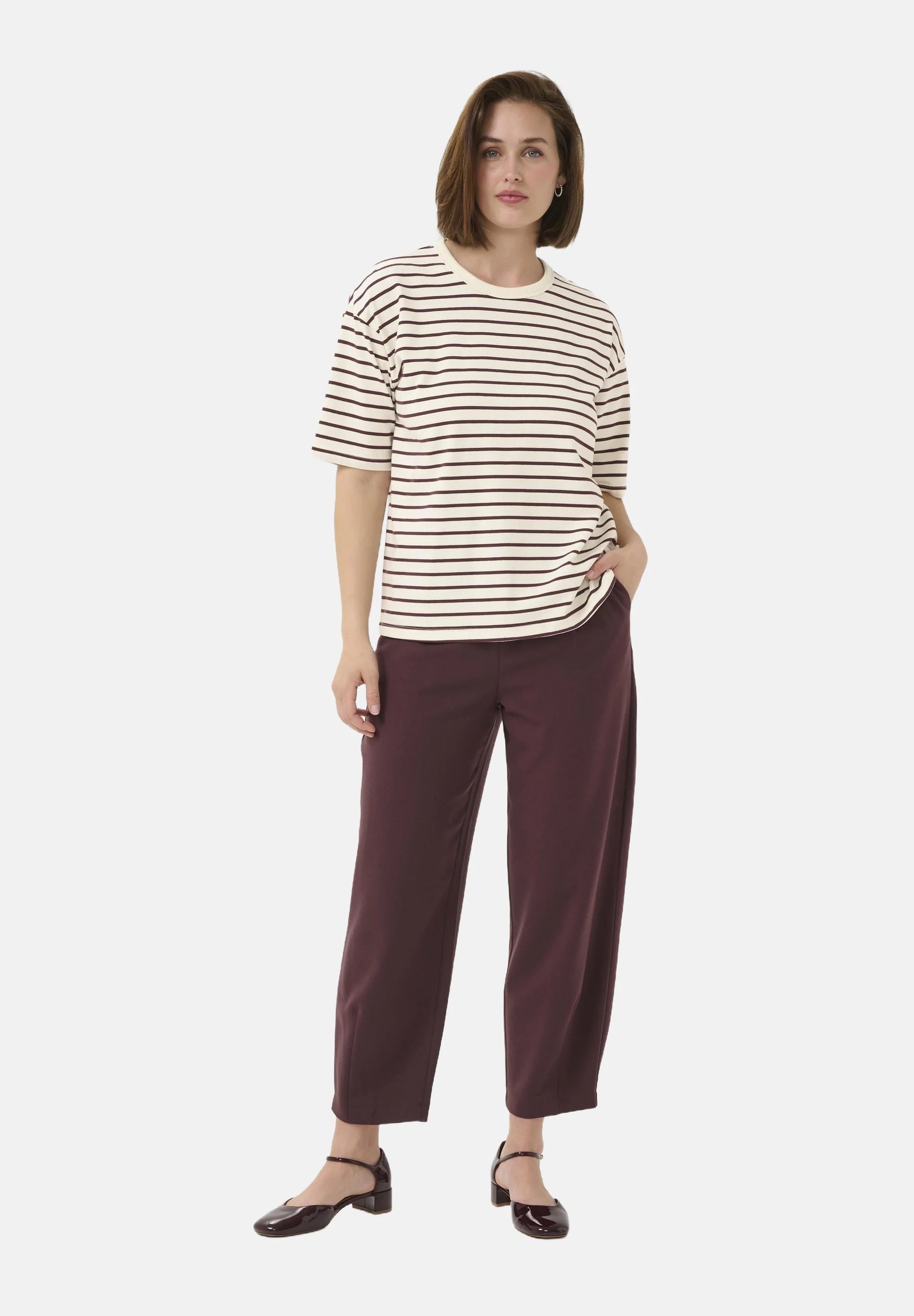 Kaffe Kawinny Breton Stripe Oversized T-Shirt – Half Sleeve | Women's Designer Outlet