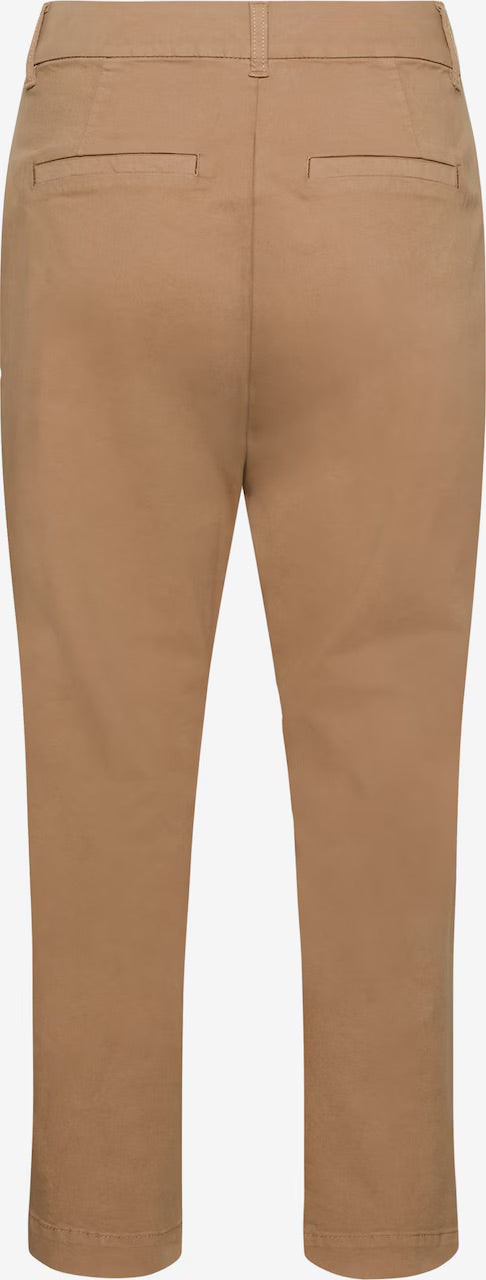 Kaffe KAmette Camel Chino Trousers – High Waist Belt Loops Pleated Front Ankle Length | Women