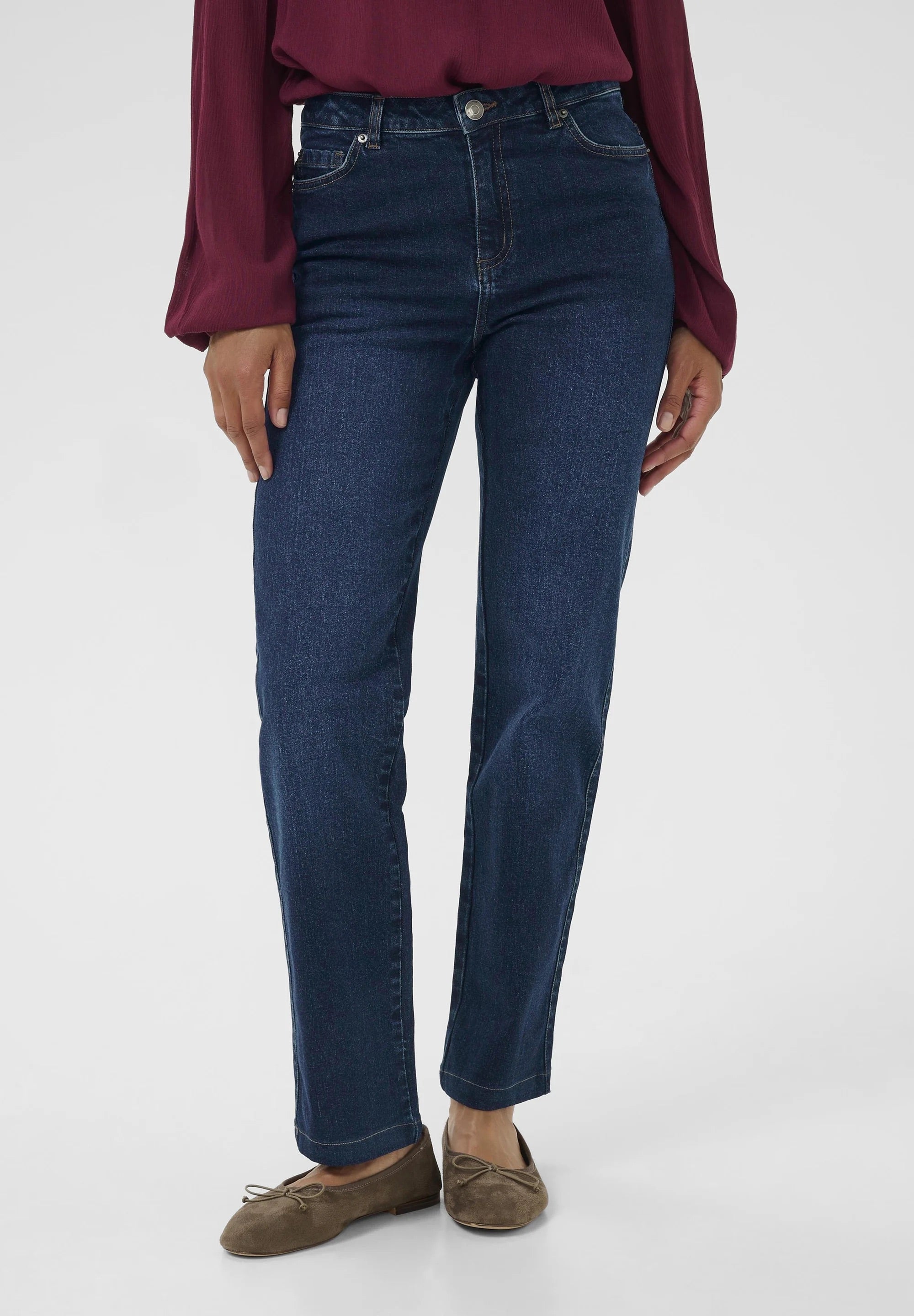 Kaffe KAmaris Reg Fit Dark Blue Straight Leg High Waist Jeans – 5-Pocket Classic Fit | Women