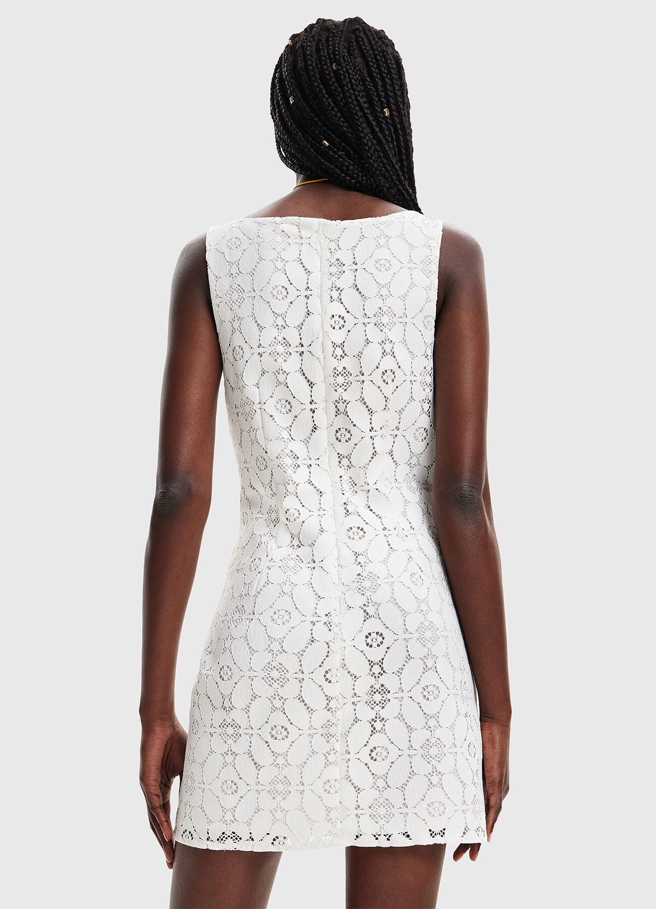 Desigual Floral Lace Mini Dress – White