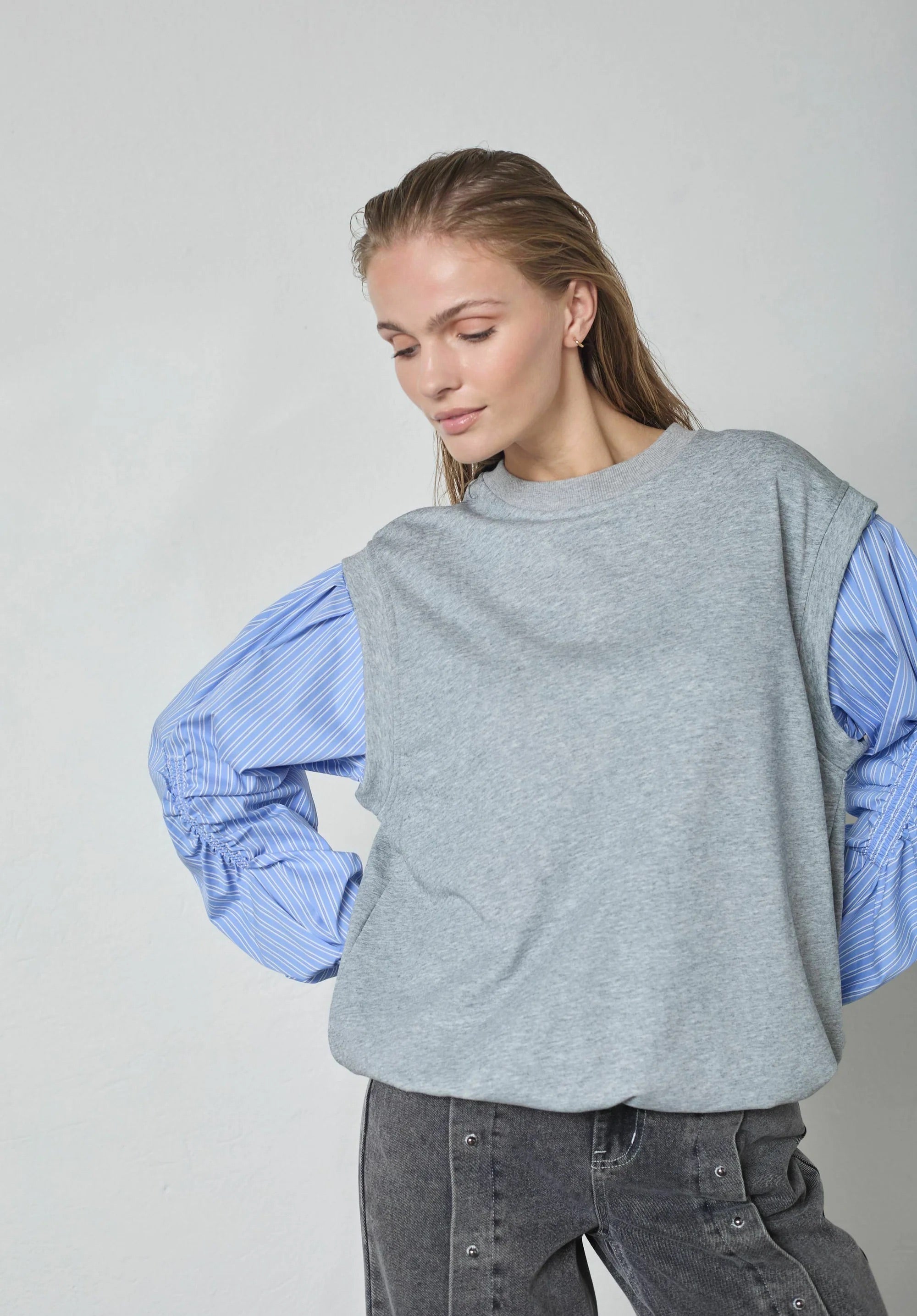 Co'couture Sabina Mix Shirt Sweat – Light Grey