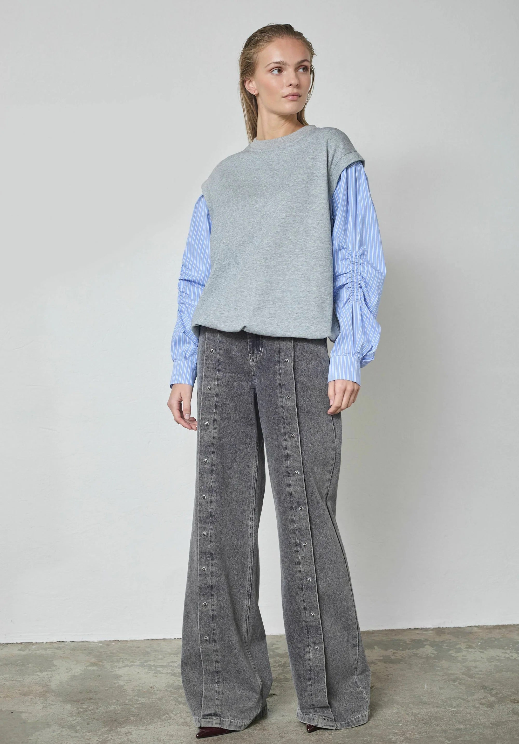 Co'couture Sabina Mix Shirt Sweat – Light Grey