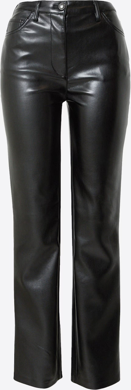 Guess Kelly Straight Faux Leather Trousers – Black