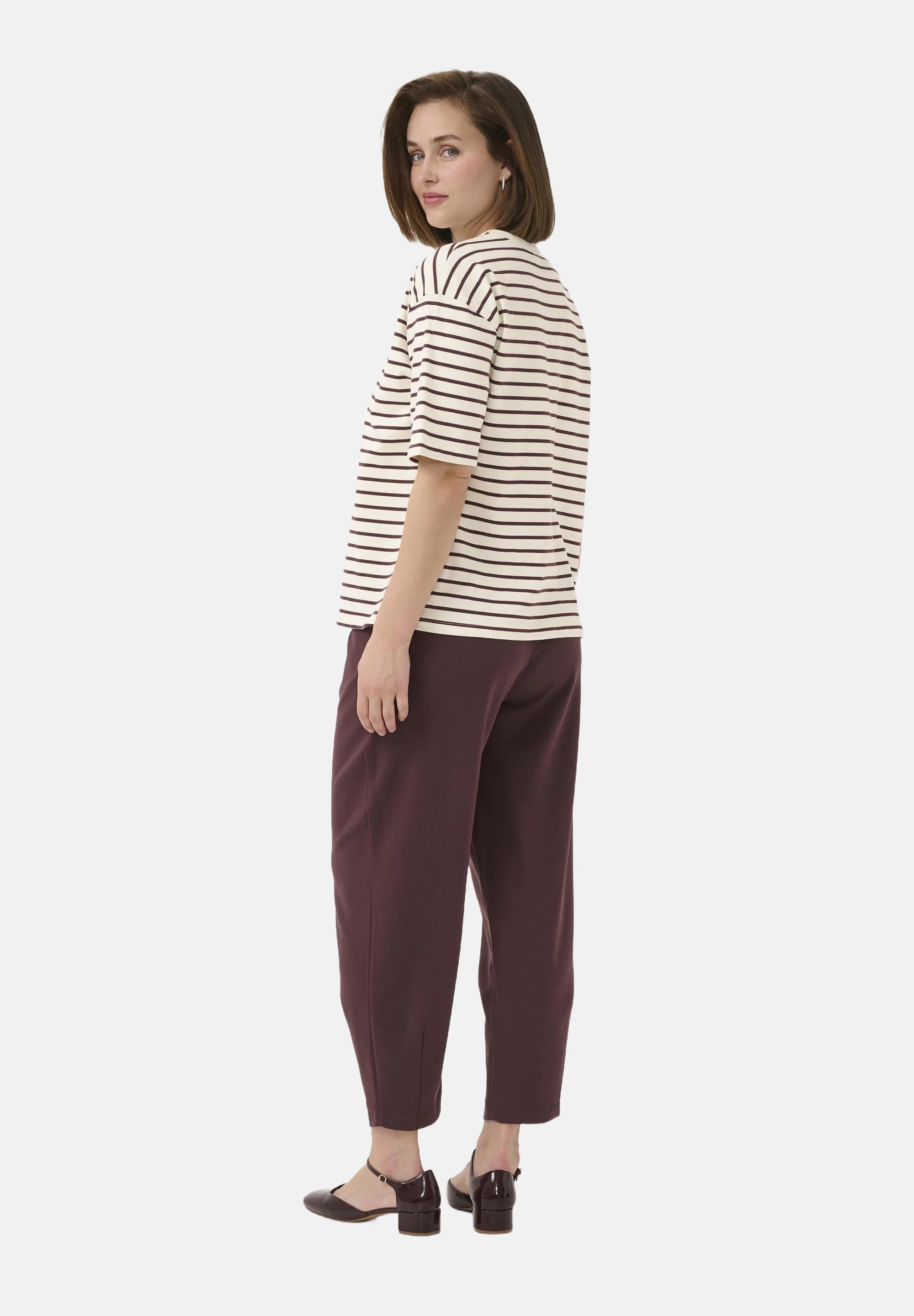 Kaffe Kawinny Breton Stripe Oversized T-Shirt – Half Sleeve | Women's Designer Outlet