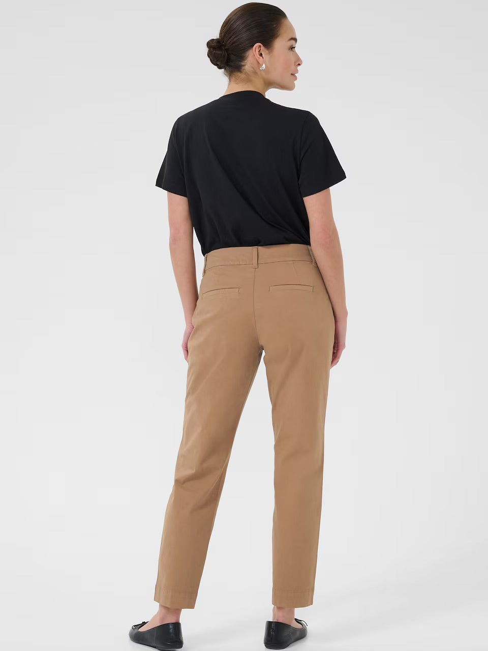 Kaffe KAmette Camel Chino Trousers – High Waist Belt Loops Pleated Front Ankle Length | Women