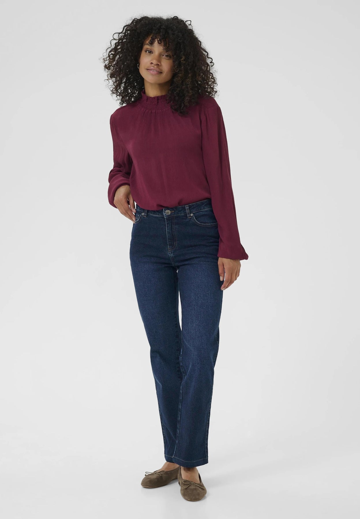 Kaffe KAmaris Reg Fit Dark Blue Straight Leg High Waist Jeans – 5-Pocket Classic Fit | Women