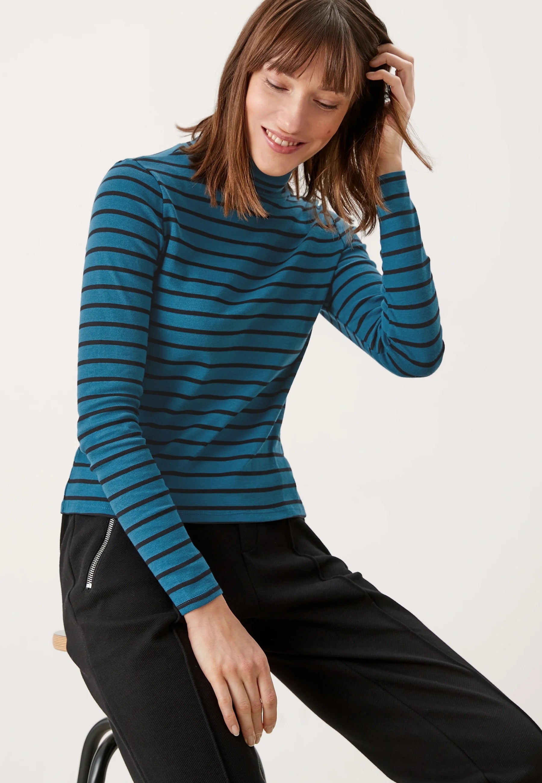 s.Oliver Striped Turtleneck Long-Sleeve Top