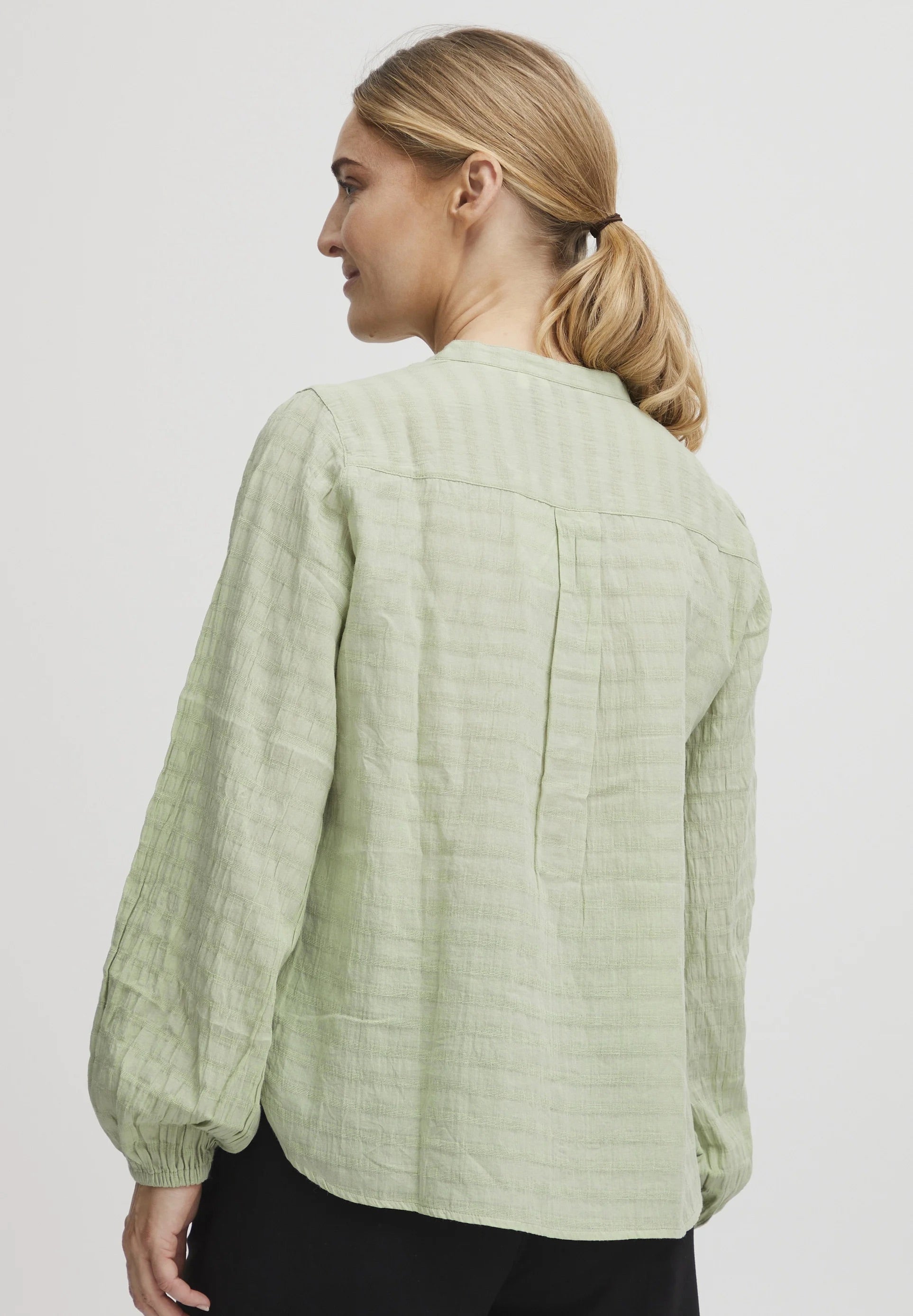 b.young BYIloni Textured Jacquard Blouse - Smoke Green
