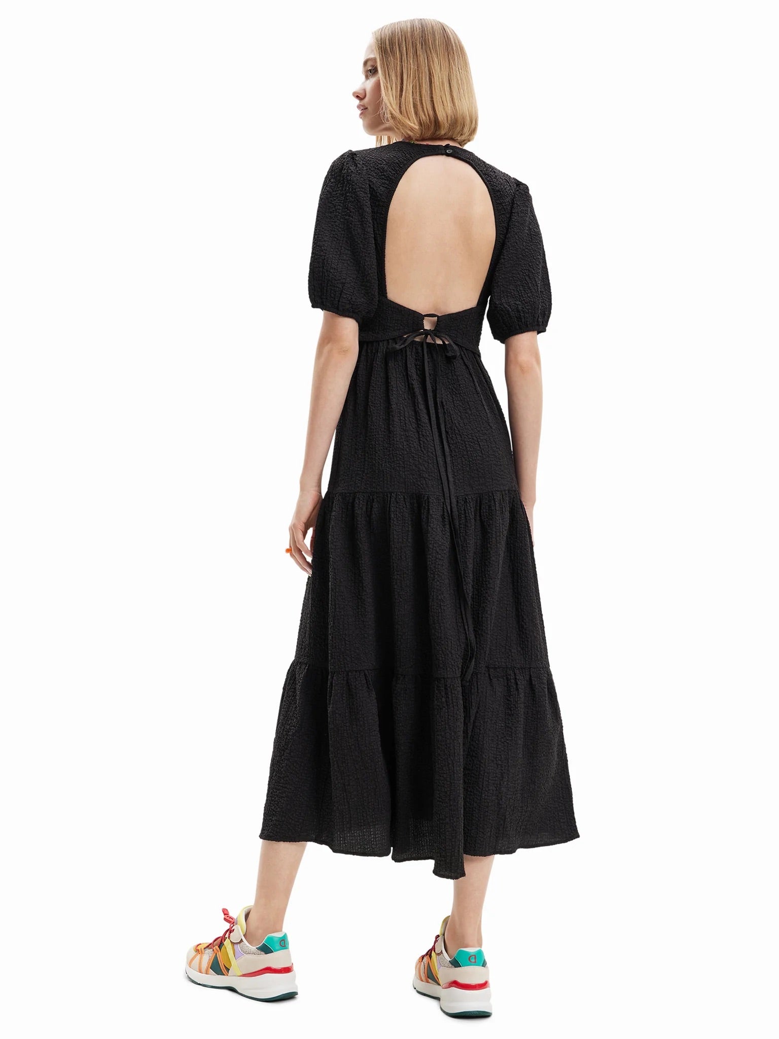 Desigual Wend Open-Back Tiered Midi Dress