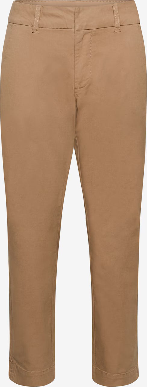 Kaffe KAmette Camel Chino Trousers – High Waist Belt Loops Pleated Front Ankle Length | Women