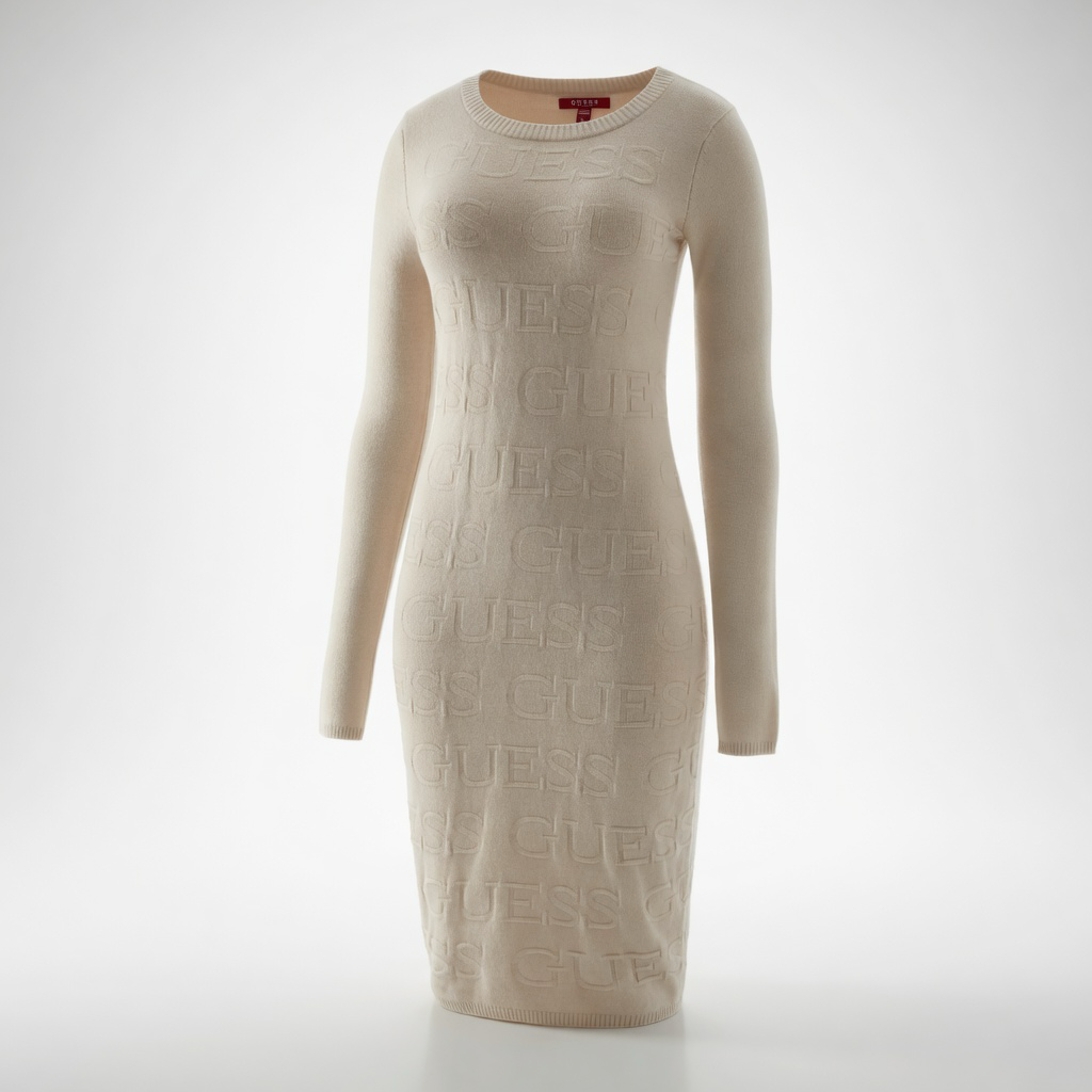 Guess Dendy Logo Sweater Dress – Cream | Size L