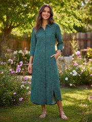 ICHI Dress – Green Geometric Print
