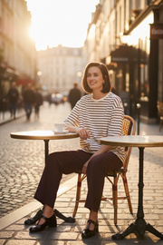 Kaffe Kawinny Stripe T-Shirt lifestyle photo with model