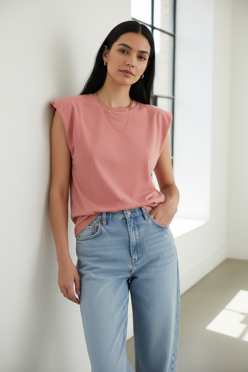 b.young Flutter Cap Sleeve Top - Canyon Rose