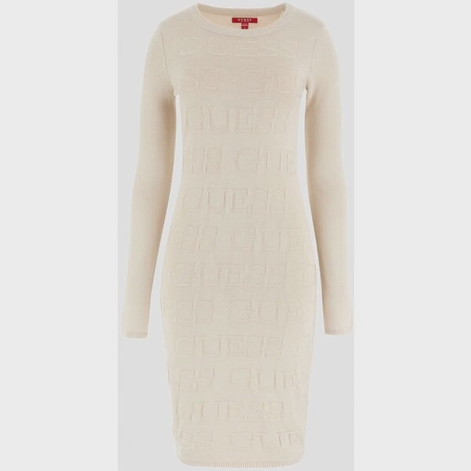 Charger la vidéo : Guess Dendy Logo Sweater Dress – Cream | Size L