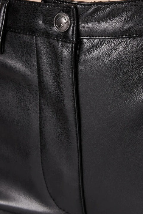 Guess Kelly Straight Faux Leather Trousers – Black