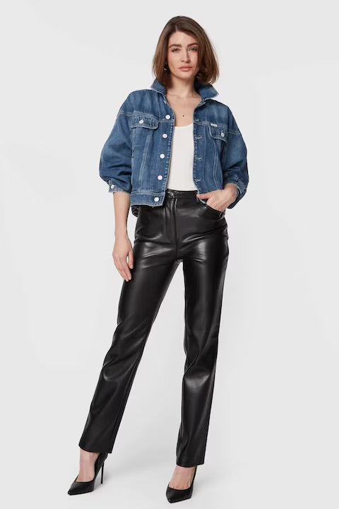 Guess Kelly Straight Faux Leather Trousers – Black